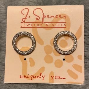 J. Spencer Silver Crystal Circle Fashion Earrings